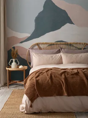 Peach Abstract Mountain Mural
