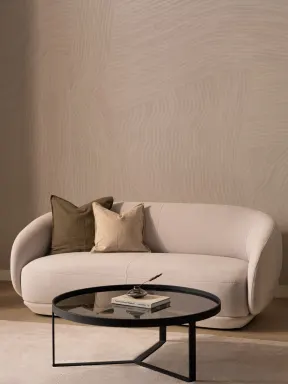 Beige Curved Flowing Shapes Mural
