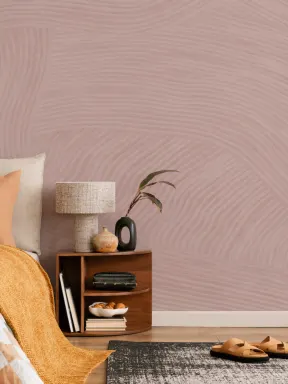 Pink Curved Flowing Shapes Mural