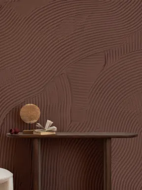 Terracotta Sculpted Abstract Overlapping Lines Mural