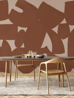 Terracotta Abstract Hand Painted Shapes murale