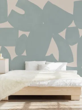 Albastru abstract pictat manual forme murale