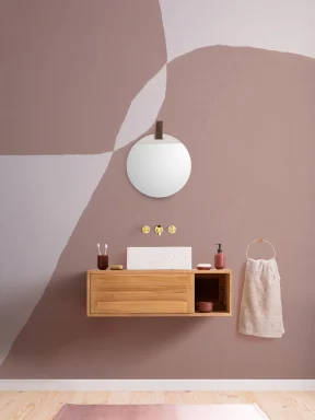 Modern Plaster-Effect Abstract Shapes Wall Mural in Pink Tones