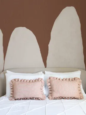 Hand-Painted Organic Form Mural in Warm Terracotta with Textured Plaster Finish