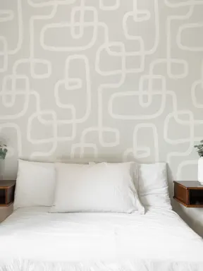 Abstract Art Line Drawing Repeat Pattern Wallpaper