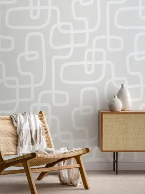 Papier Peint Neutre Motif Abstrait Lignes et Formes