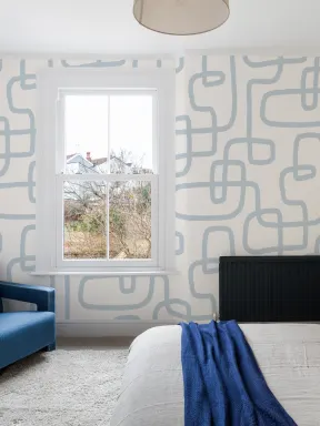 Light Blue Abstract Lines Repeat Pattern Wallpaper