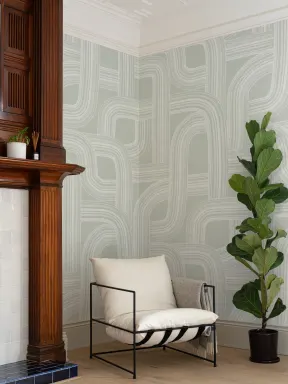 Verde Minimalist linii de perete Mural