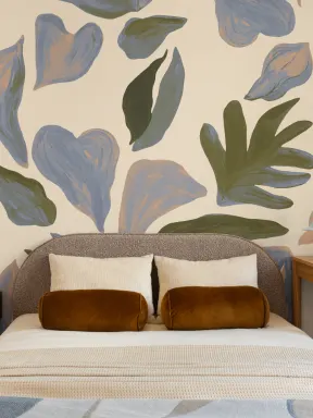 Mural de Parede Abstrato Verde inspirado na Natureza com Vibrações Tropicais