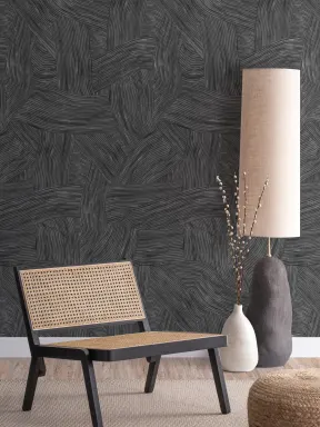 Papier peint noir à couches et à formes courbes