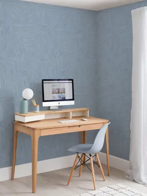 Papier peint bleu à couches et formes courbes