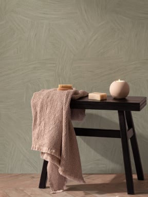 Papel pintado de Formas curvas en capas verdes