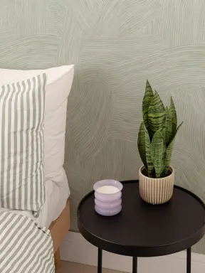 Papier peint vert à couches et à formes courbes