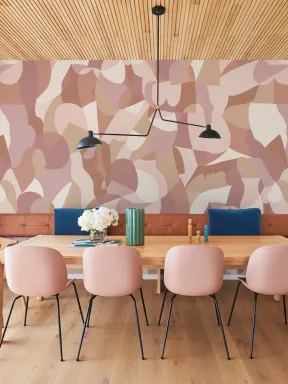 Cubist Human Form Abstract Mural in Warm Tones