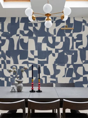 Abstract Geometric Pattern Wall Mural in Cool Blue