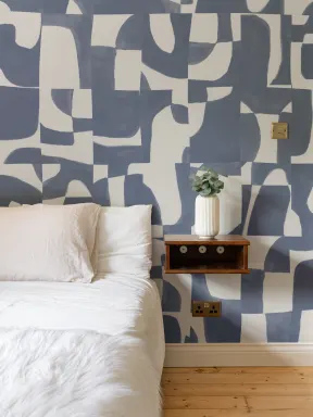 Abstract Geometric Pattern Wall Mural in Cool Blue