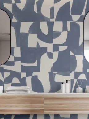 Abstract Geometric Pattern Wall Mural in Cool Blue
