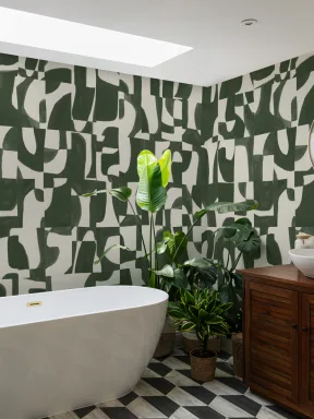 Papier peint panoramique moderne en mousse avec formes découpées à la main et effet texturé