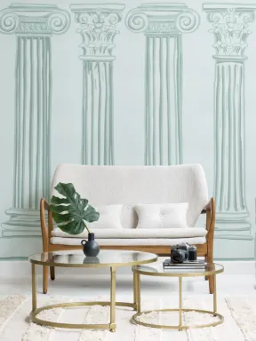 Mint Green Ancient Greek Columns Wallpaper Mural