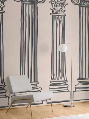 Black & Neutral Ancient Greek Columns Wallpaper Mural