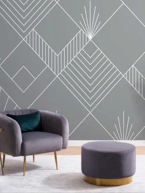 Fototapete Art Deco Linien und Quadrate Grau