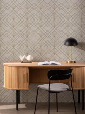 Gold Art Deco Geometric Repeat Pattern Wallpaper