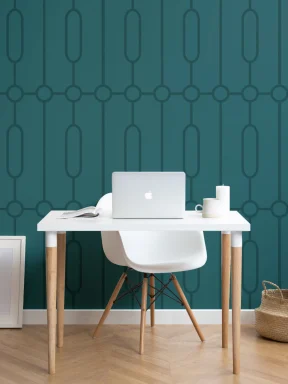 Teal Geometric Art Deco Print Wallpaper Mural