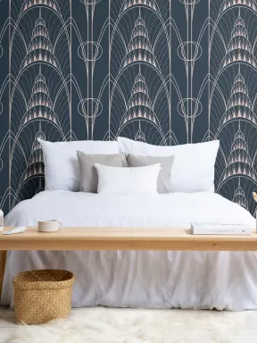 Albastru Art Deco Chrysler arhitectural model tapet Mural