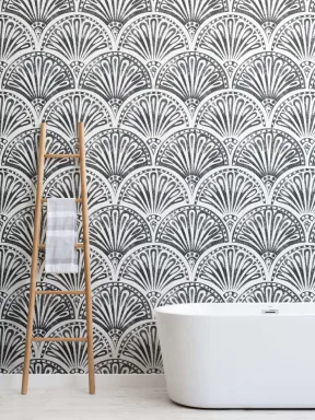 Black Art Deco Fan Pattern Wallpaper Mural