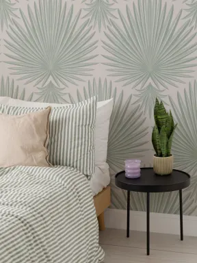 Panoramique art déco vert avec feuilles tropicales