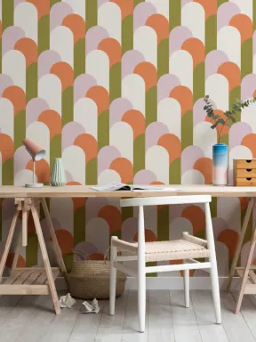 Verde Art Deco Arches Repeat Print Wallpaper Mural