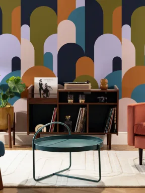 Multicolor Art Deco Arches Repeat Print Wallpaper Mural