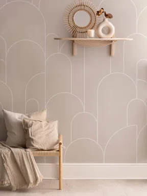 Roz Art Deco arc contururi Wallpaper Mural