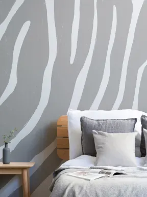 Grey Zebra Print Wallpaper Mural
