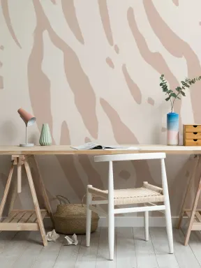 Roze Tijgerprint Behang Muurschildering