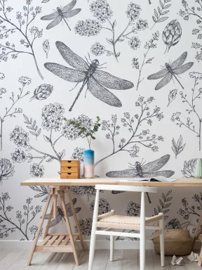 Dragonfly Illustratie Behang Muurschildering