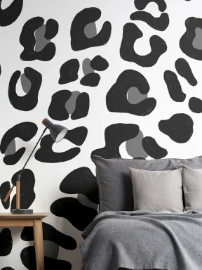 Black & White Leopard Print Wallpaper Mural