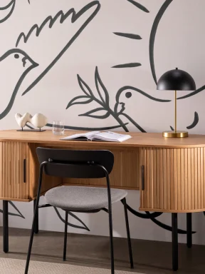 Black & Beige Abstract Dove Mural