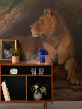 Papier peint panoramique Panthera peint à la main avec des lions et des lionceaux par Joseph Wolf