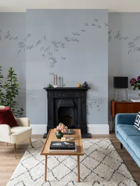 Blue Bird Flock Scenic Animal Art Mural