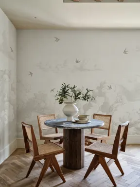 Soft Beige Cloudscape Minimalist Mural For Serene Spaces