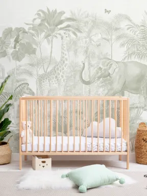 Grün asiatischen Dschungel Tiere Aquarell Fototapete