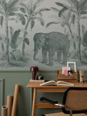 Blågrønn Årgang Utforsker Elefant fototapet