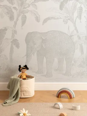 Mural de papel pintado Explorador antiguo Elefante beige