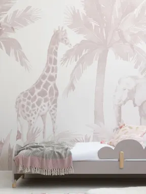 Mural de papel pintado Acuarela rosa para cuarto infantil