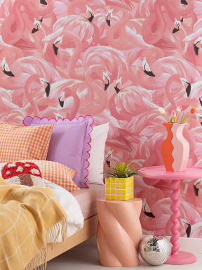 Papier Peint Panoramique à Motifs de Flamant Rose