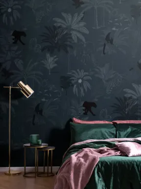 Navy Sophisticated Jungle Animals Pattern Wallpaper Mural