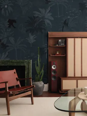 Papier Peint Panoramique Animaux de la Jungle et Plantes Tropicales en Bleu Marine