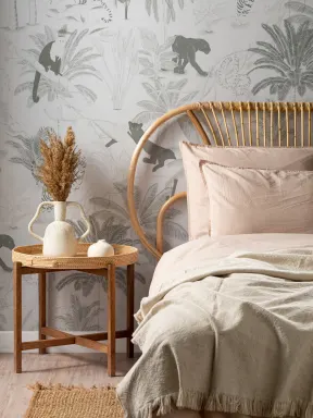 Sophisticated Minimal Jungle Animals Pattern Wallpaper Mural