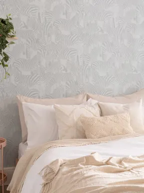 Gray Zebra Animal Modern Repeat Pattern Wallpaper